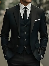 Χαμηλού Κόστους Ανδρικά Κλασικά Σακάκια-Ανδρικά Σακάκι+Γιλέκο+Παντελόνι Μπλέιζερ Στολές Επιχείρηση Κοκτέιλ Πάρτι Γαμήλιο Πάρτι 3 Κομμάτια Μοντέρνα Καθημερινό Άνοιξη Φθινόπωρο Πολυεστέρας Σκέτο Τσέπη Κουμπιά Άνετο Σταυρωτό Χρωματιστή ζακέτα