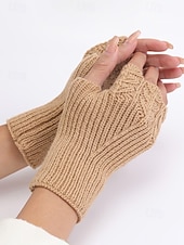 levne Dámské rukavice-Dámské pletené vánoční rukavice – měkký přízový materiál s krajkovým vzorem, dostupné v několika barvách, ideální jako zimní a sváteční dárek