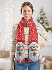 abordables Foulards pour femmes-Écharpe de Noël en velours pour femme - tissu doux et moelleux orné de multiples motifs festifs, idéale pour les fêtes et la mode hivernale