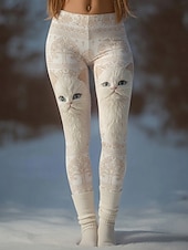  Damen Vikinger Leggings Gemütliche Leggings Urlaub Vintage Lässig Volle Länge Hohe Taille Grafik Katze Drucken Bequem Dehnbar Lässig Täglich Urlaub Aprikose Frühling Herbst Schmale Passform