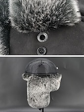 abordables Chapeaux pour hommes-Chapeau trappeur en fausse fourrure pour homme, chaud et élégant, disponible en noir et marron, parfait pour les temps froids et les activités hivernales en extérieur.