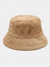 economico Cappelli da donna-Cappello da pescatore natalizio da donna in pelliccia sintetica, morbido e accogliente, disponibile in più colori: regalo perfetto per le feste