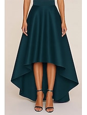 ieftine Pantaloni și fuste de costum-Fustă formați pentru femei croială A pentru nuntă formală invitat la nuntă seară formală satin elegant lungime până la podea