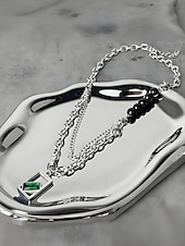 billiga Kvinnors halsband-Herrhalsband i rostfritt stål med grönt ädelstenshänge - snyggt, hållbart, perfekt för både vardagliga och formella tillfällen