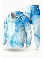 cheap Tracksuits-Men's Hoodie Tracksuit 2 Piece Tracksuit Drawstring Zip Up Clothing Suit Fall Winter Blue Vocation Outdoor Travel Lightweight Fashion Long Sleeve Sport Activewear Stretchy Regular Fit