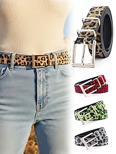 preiswerte Damengürtel-Damengürtel mit Leopardenmuster – modisches Kunstleder, verschiedene Farben erhältlich, perfekt für Urlaubsoutfits und Freizeitkleidung