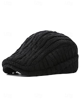 baratos Chapéus Masculinos-Gorro de tricô masculino – forrado com lã para maior aquecimento, diversas cores, design elegante em tricô trançado para atividades ao ar livre no inverno.