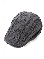baratos Chapéus Masculinos-Gorro de tricô masculino – forrado com lã para maior aquecimento, diversas cores, design elegante em tricô trançado para atividades ao ar livre no inverno.