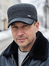 Χαμηλού Κόστους Ανδρικά καπέλα-Ανδρικό χειμερινό καπέλο από πολυεστέρα με πτυσσόμενα αυτιά, κομψό και ζεστό, ιδανικό για κρύο καιρό σε εξωτερικούς χώρους