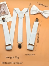 billiga Bröllop ACC-Herrset med hängslen och fluga i polyester, flera färger, perfekt för jul och formella evenemang