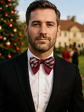 levne Svatba ACC-Pánský motýlek, vánoční barvy, stylový a elegantní, ideální pro formální události a sváteční setkání