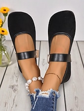 economico Ballerine da donna-scarpe basse larghe da donna in stile mary jane marroni – scarpe a piedi nudi in pelle scamosciata marrone con punta tonda e fibbia, comode calzature basse retrò per l'ufficio e gli outfit casual