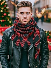 billiga Halsdukar för kvinnor-Unisex julrutig halsduk - polyestermaterial, mjuk och varm, flera färger för vinter, högtidsfester och vardagsbruk