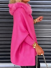 economico Cappotti Invernali-Per donna Cappotto Invernale Giacca con Cappuccio Confortevole Traspirante Cerniera Tasca Collo in Pelliccia Casual Semplice Vacanza Streetwear Casuale Abbigliamento quotidiano Cerniera Lungo Con