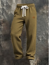 baratos Perna Reta-Homens Calças Esportivas Calças Calça Waffle Com Cordão Bolsos Cintura elástica Tecido Conforto Diário Esportes Moda Casual Marron Escuro Preto Micro-Elástica