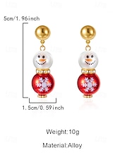 olcso Női fülbevaló-női karácsonyi hóember fülbevalók – ötvözet piros, zöld és fehér gyöngyökkel, tökéletesek ünnepi bulikra és ünnepi alkalmakra