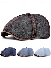 baratos Chapéus Masculinos-Boné masculino de algodão jeans - estilo clássico vintage, respirável e confortável, ideal para uso casual e atividades ao ar livre.