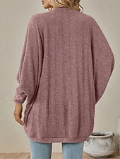 preiswerte Offene Frontstrickjacke-Damen Pullover Strickjacke Elegant Mode Niedlich Einfarbig V Ausschnitt Patchwork Gestrickt Langarm Normale Oberteile Stricken Outdoor Heim Arbeit Blau Schwarz Herbst Winter