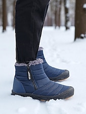 cheap Snow &amp; Winter Boots-Women's Burgundy Fur Lined Ankle Boots - Waterproof Winter Snow Shoes with Anti-Slip Rubber Sole, Warm Cozy Footwear for Outdoor and Casual Wear
