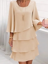  Dames Mini-jurk Feestjurk Cocktail jurk Bruiloft gast jurk Chiffon jurk Elegant Modieus Modern Buiten Avond Feest Feest Normale pasvorm Effen Korte mouw V-hals blauw Blozend Roze Rood Beige Zomer