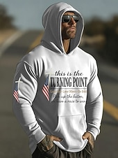 preiswerte Flagmuster-Herren Kreuz Amerikanische Flagge Kapuzensweatshirt Pullover-Hoodie Lässiger Hoodie Pullover Mode Täglich Urlaub Lässig Vintage-Retro Mit Kapuze Urlaub Streetwear Festival Blau Schwarz Weiß Rote Grün