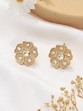 halpa Naisten kaulakoru-Naisten kullanvärinen kukkakorusetti kristalliyksityiskohdilla - elegantti kaulakoru, rannekoru &amp;korvakorut juhliin, häihin tai iltatilaisuuksiin