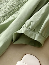 tanie Boho topy-Damskie Koszula Haft Jednokolorowe Kwiaty Codzienny Boho Rękaw 3/4 Rękaw 3/4 Półgolf Zwykłe topy Codzienny Wyjściowe Niebieski Jasnozielony Fioletowy Lato