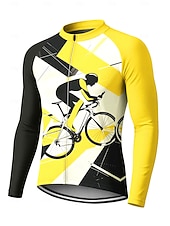 Недорогие Мужские джерси-Муж. Велокофты Сноуборд Джерси Геометрический принт Мультипликационный персонаж Контрастный цвет Длинный рукав Велоспорт Футболка Футболка Джерси Компрессионная одежда с 3 задними карманами