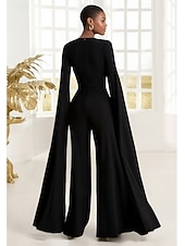 preiswerte Overalls für Mütter-Overalls Bodenlang Wickelkleid Brautmutterkleid Ärmellos Trägerlos Elegant Einfach Formell Hochzeitsgast Formeller Abend Stretchstoff mit Blume Einfarbig
