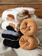 お買い得  レディースソックス-レディースコットンブレンドソックス、猫の足跡プリントデザインの6足セット、複数の色、柔らかくて快適な毎日の着用に最適