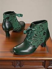  Naisten vihreät nauhakengät satiininauhalla ja pitsikorjauksilla – 1920-luvun elegantti vintage-tyyli, täydellinen syksyyn, talveen, juhliin ja erityistilaisuuksiin