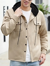 abordables Vestes Décontractées-Homme Veste Légère Veste Décontractée Veste à Capuche Extérieur Occasionnel Avec Poches Automne Hiver Bloc de Couleur Streetwear Quotidien À capuche Régulier Noir Blanche bleu marine Kaki Grise Veste