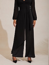 economico Salopette e jumpsuit Donna-tuta asimmetrica con scollo a V profondo e gamba larga