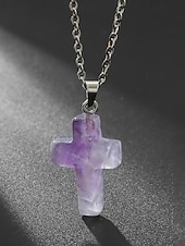 Недорогие Мужские украшения-Мужское рождественское ожерелье с подвеской-крестиком из натурального камня, доступно в нескольких цветах, стильный и модный дизайн, идеально подходит для подарков на праздники