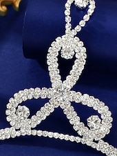 abordables Pulsera de mujer-Pulsera nupcial de cadena de mano con diamantes de imitación para mujer con anillo: joyería de boda de cristal brillante para novias y damas de honor. &amp;ocasiones formales