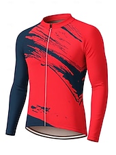 ieftine Tricouri pentru bărbați-Bărbați Jersey de ciclism Downhill Jersey Geometric Abstract Contrast Culoare Manșon Lung Bicicletă Tricou Tee Jerseu Haine Compresie cu 3 buzunare spate Ciclism montan Ciclism stradal Protecție UV