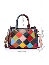 economico Borsette e borse tote-borsa da donna in pelle, design patchwork multicolore, materiale in vera pelle, versatile con manici superiori e tracolla regolabile, elegante e funzionale per l'uso quotidiano e le occasioni speciali
