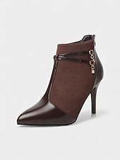  Női barna magas sarkú bokacsizma kulcstartó díszítéssel - elegáns sikkes stílus, tökéletes irodai viseletre, hivatalos alkalmakra és esti rendezvényekre