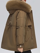 economico Capispalla da donna-Per donna Giacca imbottita Giacca in Pile Cappotto in Pelliccia Sintetica Caldo Confortevole Cerniera Bottoni Collo in Pelliccia Casual Semplice Vacanza Streetwear Abbigliamento quotidiano Uscire