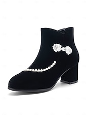 preiswerte Stiefeletten-Rote Damen-Ankle-Boots mit Imitationsperlenbesatz – eleganter Festtagsstil, weiches Futter, praktischer seitlicher Reißverschluss, perfekt für Weihnachtsfeiern, Winteroutfits, Familienfeste und als Geschenk.