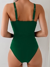 levne Jednodílné plavky-Dámský jednodílný plavkový štíhlící nařasená podprsenka monokini kontrola břicha vysoký pas štíhlý bez zadního dílu prázdninové plážové oblečení jednobarevné V výstřih bez rukávů