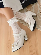 preiswerte Retro-Stil der 1950er Jahre-Rote Mary-Jane-Pumps für Damen mit Schleife und Perlenverzierung – eleganter Lolita-Stil der 1950er Jahre, perfekt für Weihnachtsfeiern, formelle Anlässe und besondere Gelegenheiten.