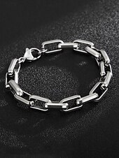 tanie Biżuteria męska-męska bransoletka łańcuszkowa ze stali tytanowej – stylowa, trwała, idealna do noszenia na co dzień i na oficjalne okazje, dostępna w kolorze złotym i srebrnym