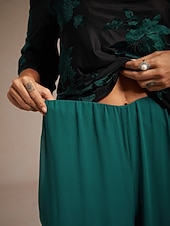  Women's Culottes Wide Leg Elegant Vacation Full Length High Waist Stretchy Daily Work Vacation Green Summer Spring Fall Winter