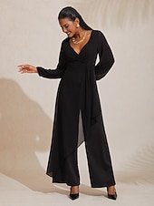 economico Salopette e jumpsuit Donna-tuta asimmetrica con scollo a V profondo e gamba larga