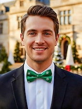 Χαμηλού Κόστους Ανδρικές γραβάτες &amp;amp; παπιγιόν-Χριστουγεννιάτικο παπιγιόν από πολυεστέρα για άνδρες με σχέδια χιονονιφάδας και δέντρου για χριστουγεννιάτικα πάρτι, κόκκινες, πράσινες και μπλε σκούρες επιλογές