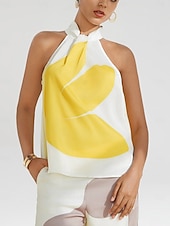  Dame Blomstret Feriereise Dagligdagstøy Fritid / hverdag Ermeløs Hvit Blomster stil Ermeløs Grimehals Sommer