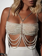 abordables Collier pour femme-Soutien-gorge à chaîne strass pour femme - bijou de poitrine en cristal scintillant pour des soirées audacieuses du Nouvel An et des nuits en boîte de nuit &amp;bals masqués