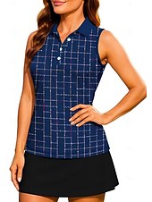preiswerte Damenbluse-Damen Geometrisch Farbblock Kariert Karo Workout-Tanktop Shirt Sporthemd Golf-Poloshirt Ärmellos Sportlich UPF50+ UV-beständig Trainer Tanzen UV Schutz Pilates Cheerleader-Kostüme Volleyball