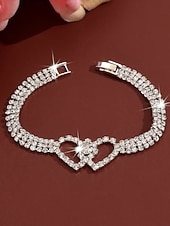 halpa Naisten rannekoru-Naisten kimalteleva strassilla koristeltu sydänrannekoru - elegantti kristallilenkkikuvio, siro ja näyttävä rannekoru juhliin ja iltoihin &amp;erityistapahtumat